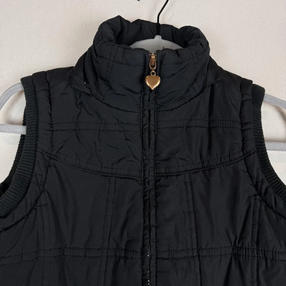 Dollhouse Vest Girls 14 Black Quilted Puffer‎ Zip Heart Pockets Fall Winter